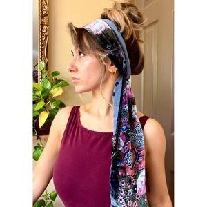 Indie Velvet Floral Burnout Skinny Scarf Multi use